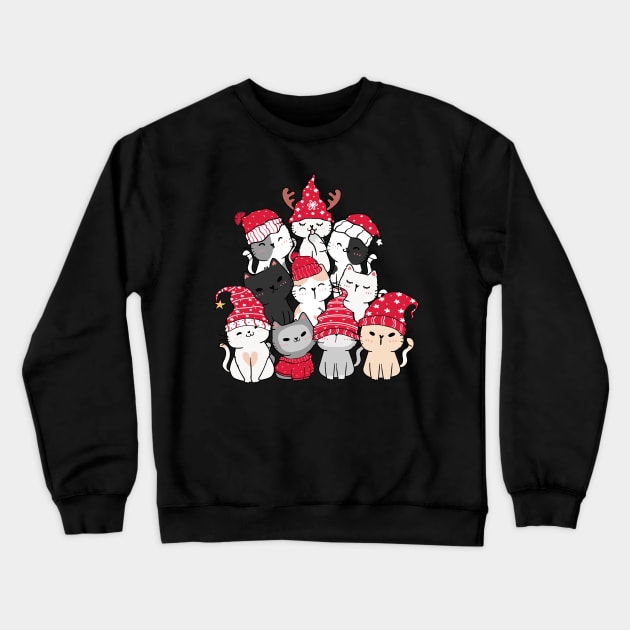 Merry Catmas Christmas Cat Tree Crewneck Sweatshirt by VisionDesigner